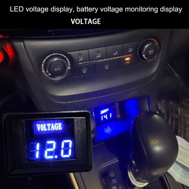DES-2 Autobatterie Spannungsmesser DC LED Digitalanzeige 12V Motorrad RV  Yacht Spannungsmesser Detektor(Blau)