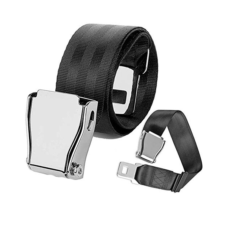 Two Point Aircraft Buckle Adjustable Seat Belt Extended Band(Black) - B2