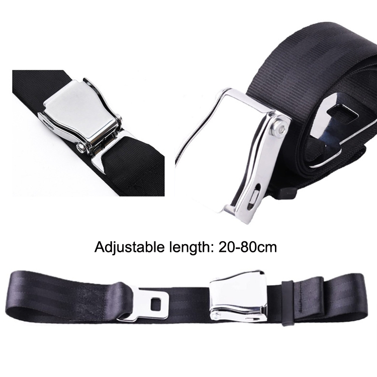 Two Point Aircraft Buckle Adjustable Seat Belt Extended Band(Black) - B3
