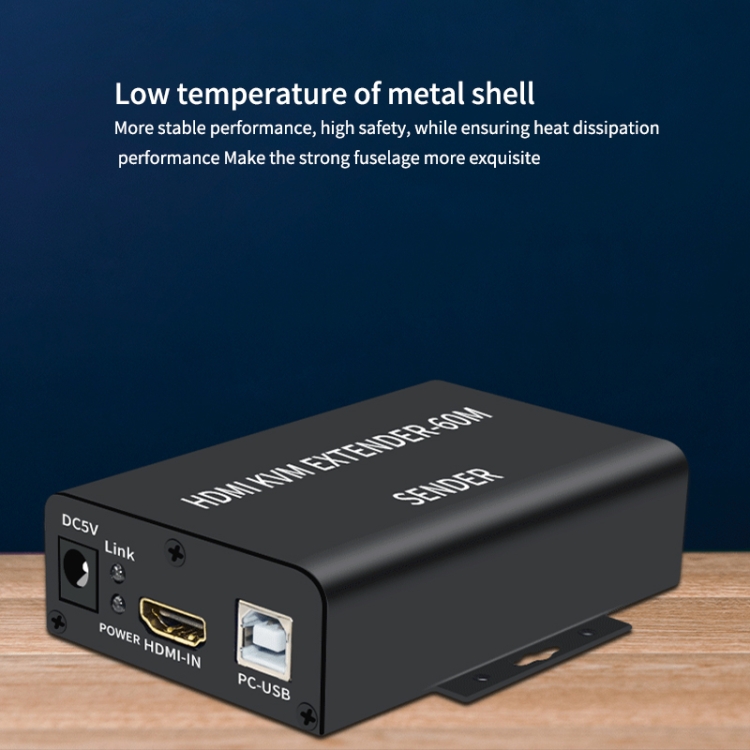 BW-HKE60A HDMI 60m KVM con extensor USB Soporte POE Fuente de alimentación de extremo único con enchufe de EE. UU. (Negro) - B7