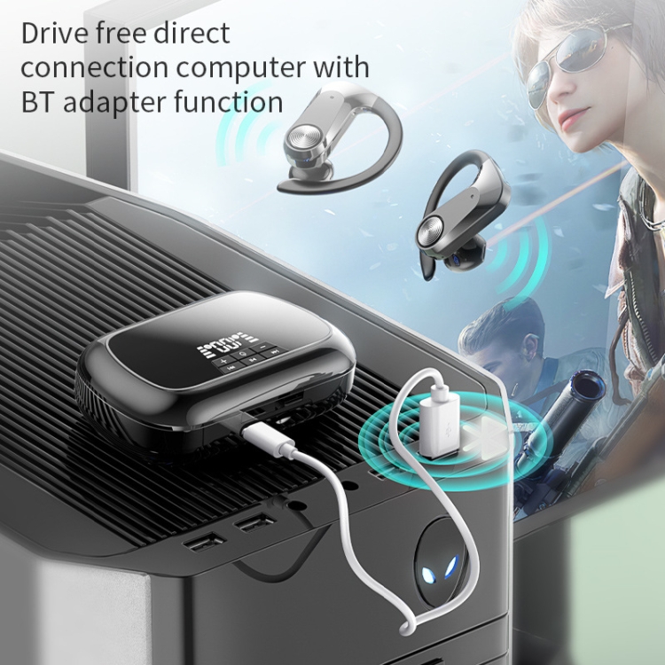Q2S Wireless Bluetooth Earphone Can Insert TF Card Digital Display TWS Earphone(Black) Q2S Wireless Bluetooth Earphone Can Insert TF Card Digital Display TWS Earphone(Black)