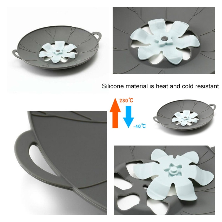 Silicone Flower Spill-proof Pot Lid Rotatable Pot Lid Kitchen Gadget, Size: 23cm  Small Gray