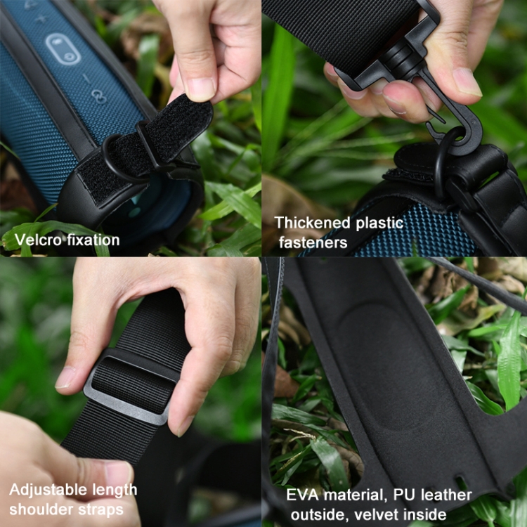 For JBL Charge5 PU Crossbody Shoulder Strap EVA Speaker Protection Case(Black) For JBL Charge5 PU Crossbody Shoulder Strap EVA Speaker Protection Case(Black)