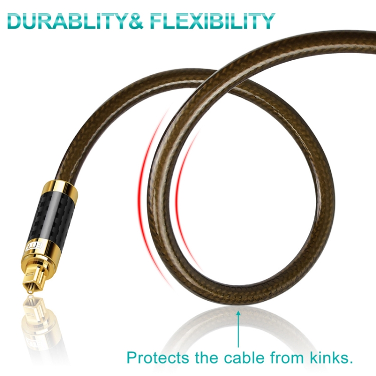 EMK GM/A8.0 Amplificador de cable de audio de fibra óptica digital Audio Línea de fiebre chapada en oro, longitud: 1 m (café transparente) - B3