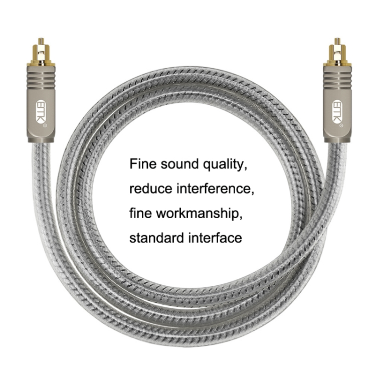 Cable de fibra óptica digital de audio EMK YL/B Cable de conexión de audio cuadrado a cuadrado, longitud: 1 m (gris transparente) - B4