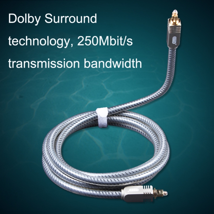 Cable de fibra óptica digital de audio EMK YL/B Cable de conexión de audio cuadrado a cuadrado, longitud: 1 m (gris transparente) - B5