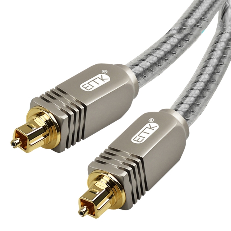 Cable de fibra óptica digital de audio EMK YL/B Cable de conexión de audio cuadrado a cuadrado, longitud: 1,5 m (gris transparente) - B2