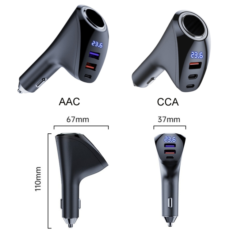 Car Charger Multifunctional Digital Display QC Charging Cigarette Lighter Adapter, Model: AAC Dual USB Car Charger Multifunctional Digital Display QC Charging Cigarette Lighter Adapter, Model: AAC Dual USB