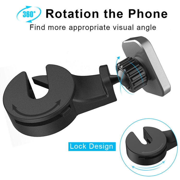 Support de téléphone portable magnétique pour crochet d'oreiller arrière de  voiture (gris carré)
