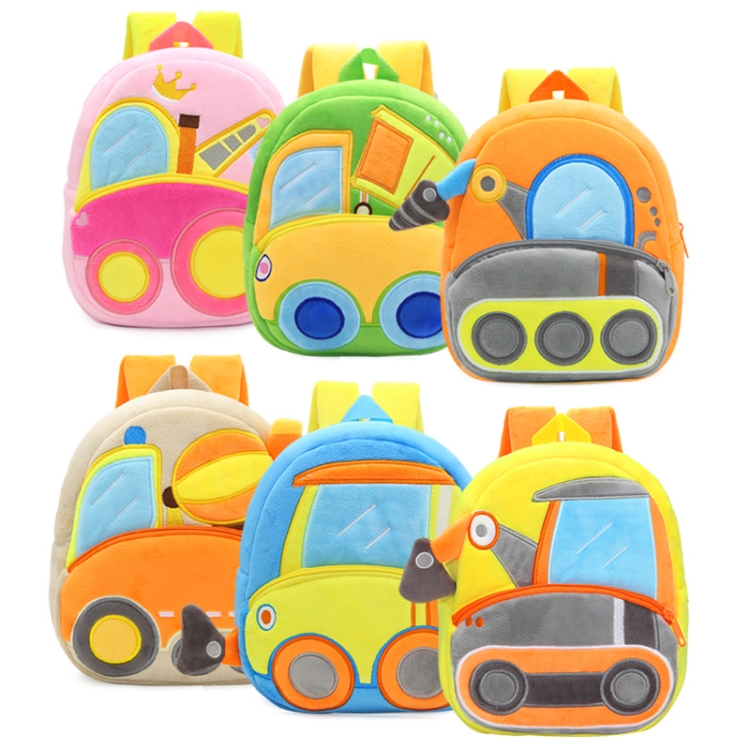 3D Cartoon Trucks Cars Plush Kids Backpack Children School Bags