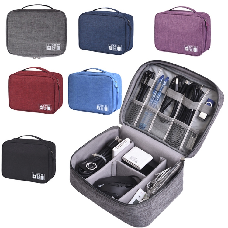RH917 Data Cables Storage Bags Cationic Polyester Multifunctional Digital Bag(Purple) RH917 Data Cables Storage Bags Cationic Polyester Multifunctional Digital Bag(Purple)