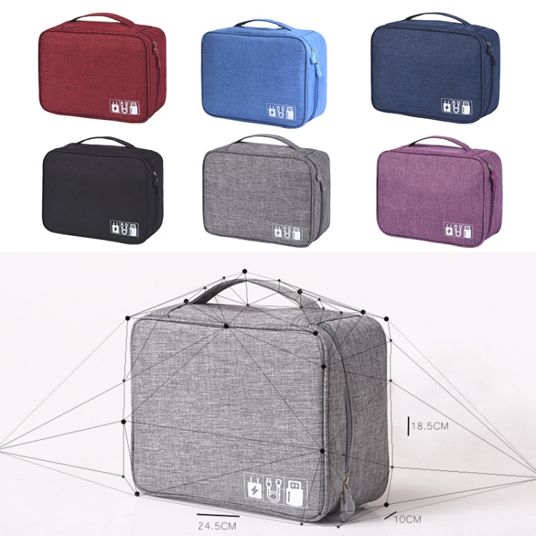 RH917 Data Cables Storage Bags Cationic Polyester Multifunctional Digital Bag(Purple) RH917 Data Cables Storage Bags Cationic Polyester Multifunctional Digital Bag(Purple)