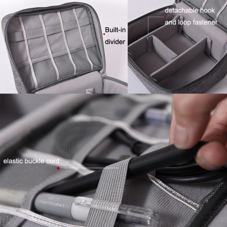RH917 Data Cables Storage Bags Cationic Polyester Multifunctional Digital Bag(Purple) RH917 Data Cables Storage Bags Cationic Polyester Multifunctional Digital Bag(Purple)