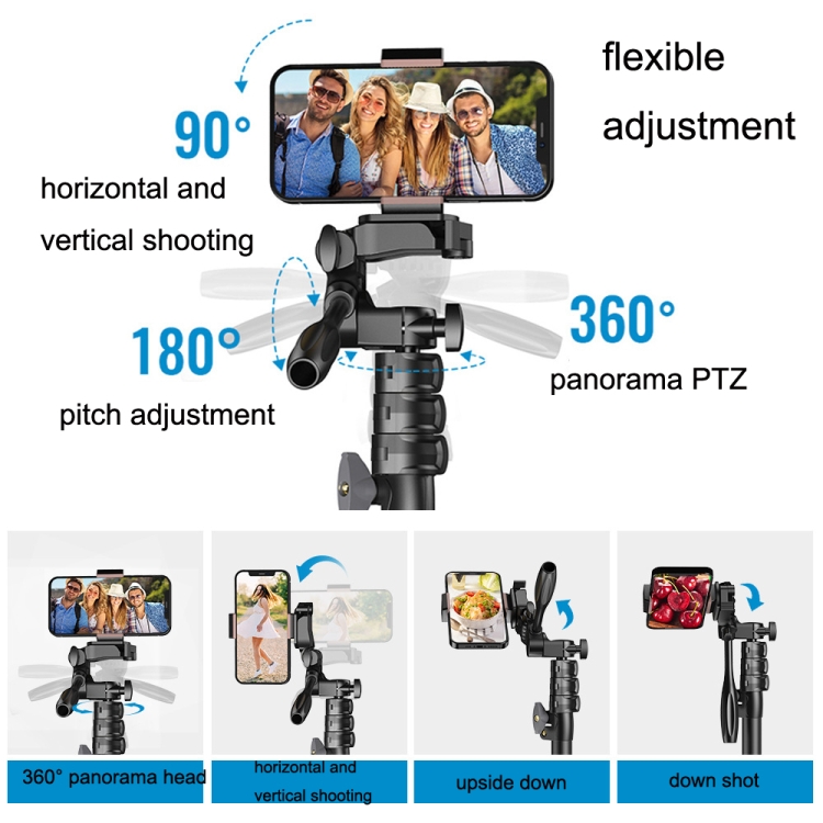 3388 1.3m Téléphone portable Live Selfie Trépied DV SLR Support pour  appareil photo (Noir)