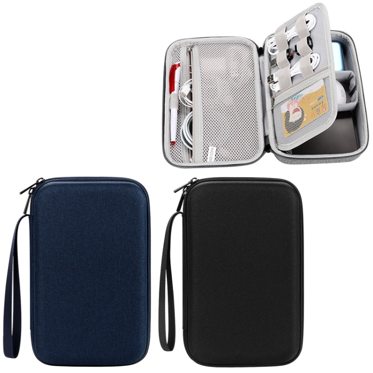 YK05 EVA Hard Shell Anti-Shock Anti-Fall Mobile Hard Disk Double-layer Digital Storage Bag(Blue)