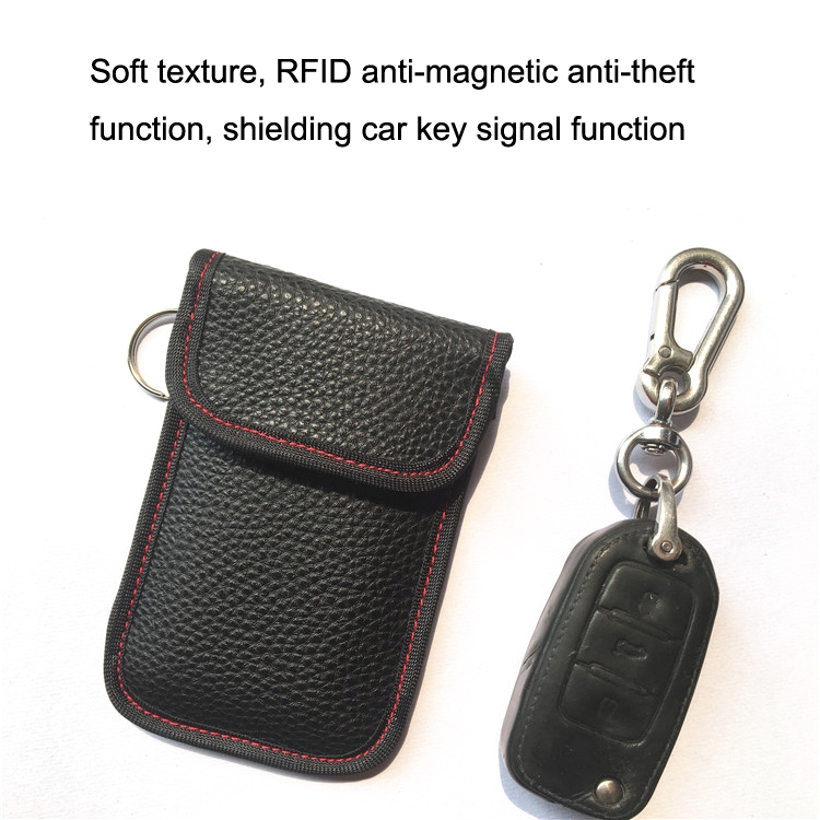 ZD-03-220 3 stücke Leder RFID Fernbedienung Auto Abschirmung Schlüsseletui  Doppelt Quadratische Schlüsseletui