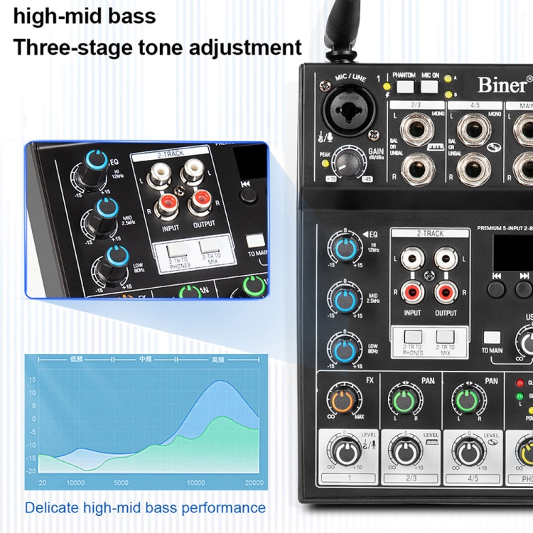 UF6M 4 Way Mixer With Wireless Microphone Recording Small Live USB