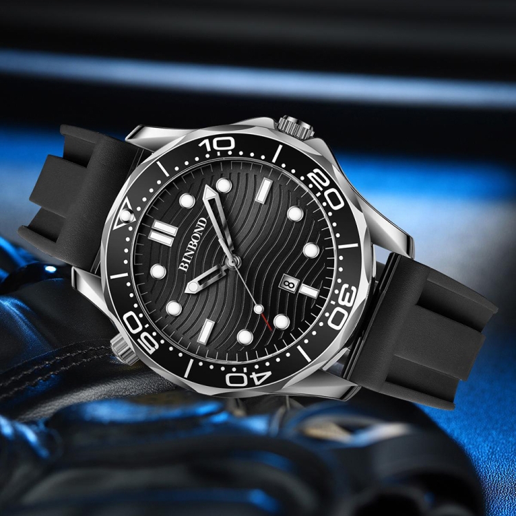 White Steel Blue Surface BINBOND B2820 Luminous 30m Waterproof Men ...