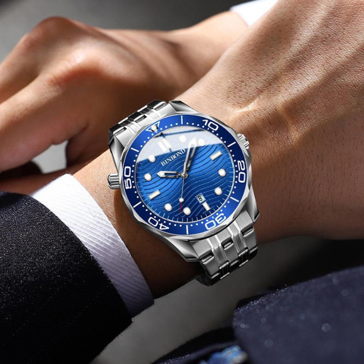 White Steel Blue Surface BINBOND B2820 Luminous 30m Waterproof Men ...