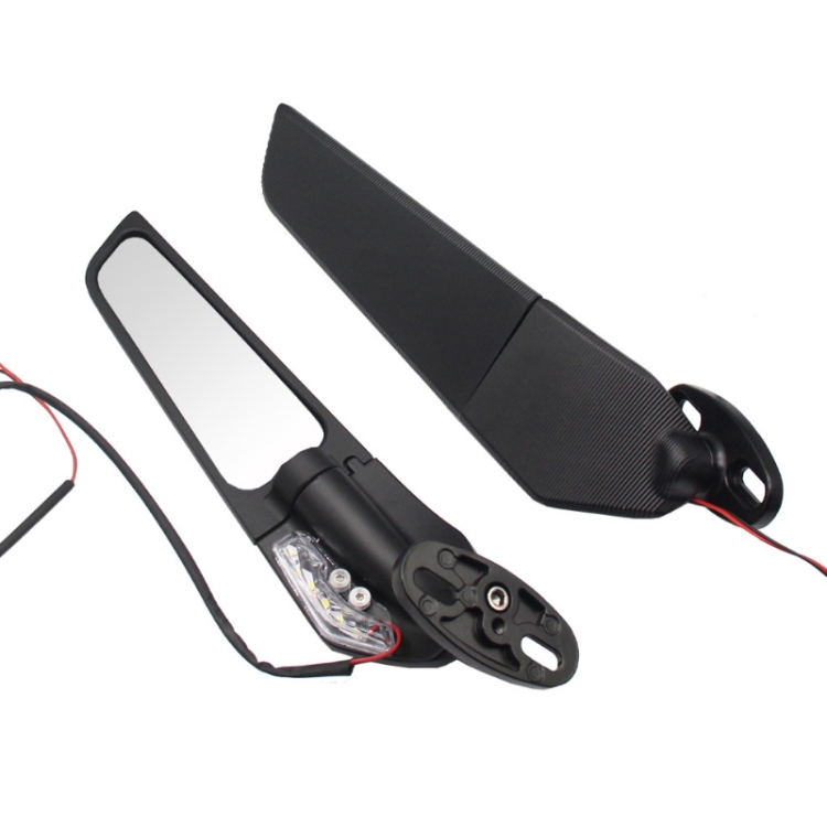 Fixed Wind Wing Rearview Mirror Spoiler with Light Motorcycle Modification