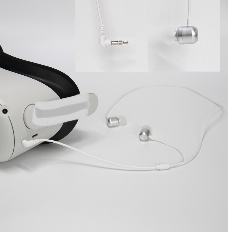 Para Oculus Quest 2 VR Gafas Ear-in Auriculares 3.5 Codo Auriculares de aluminio (Blanco) - B2