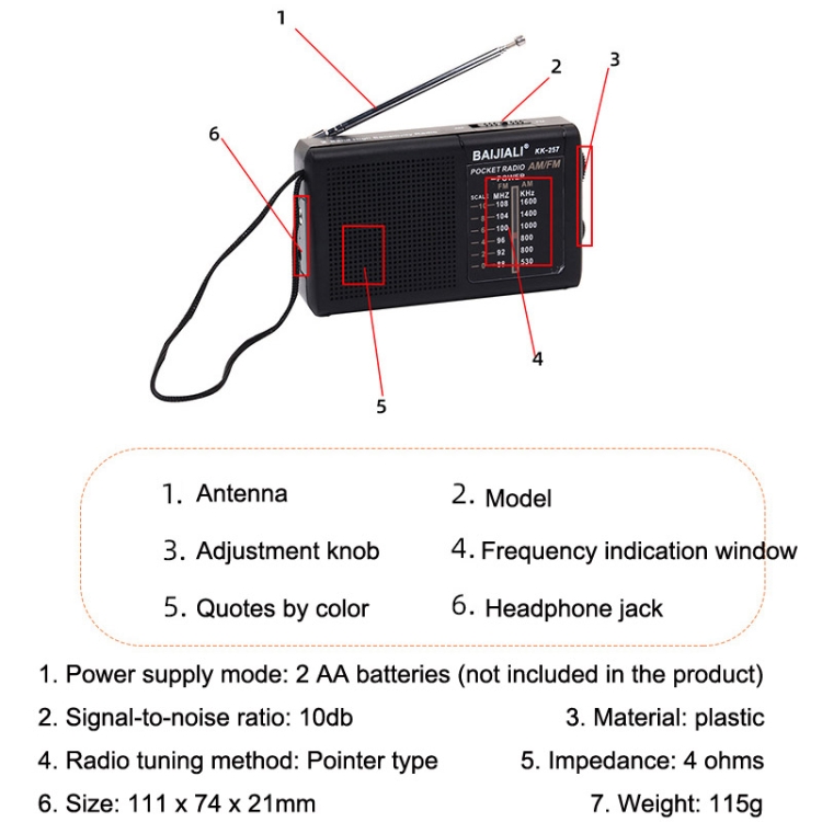 RADIO PORTATIL AM / FM BAIJIALI KK-257 (DE BOLSILLO) Audio & Video