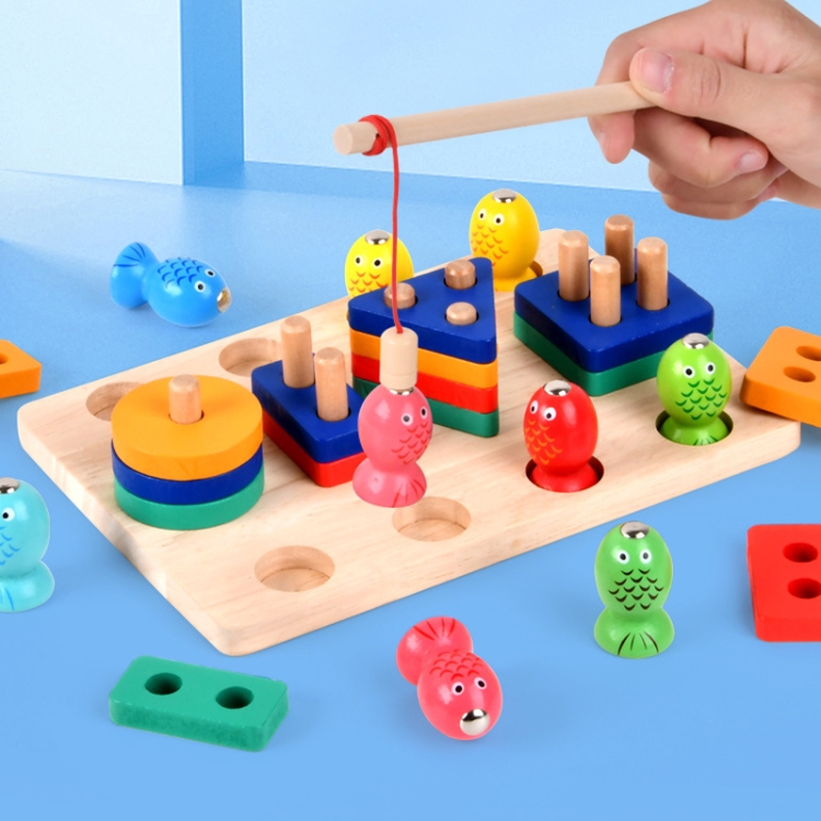 2in1 Fishing Toy Educational Wooden Sorting &Amp; Stacking Toys