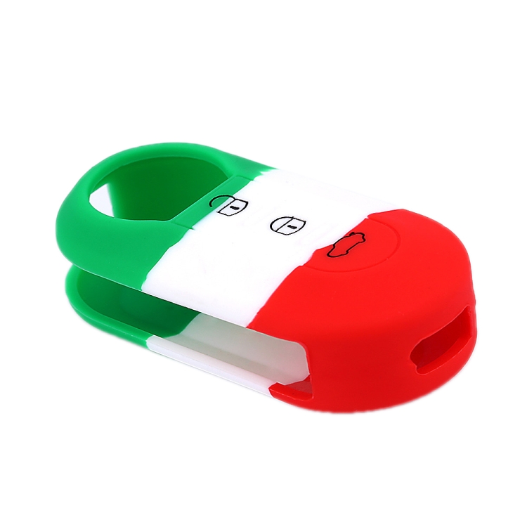 Para Fiat 500 2 uds funda de silicona remota para llave de coche (verde +  blanco + rojo)