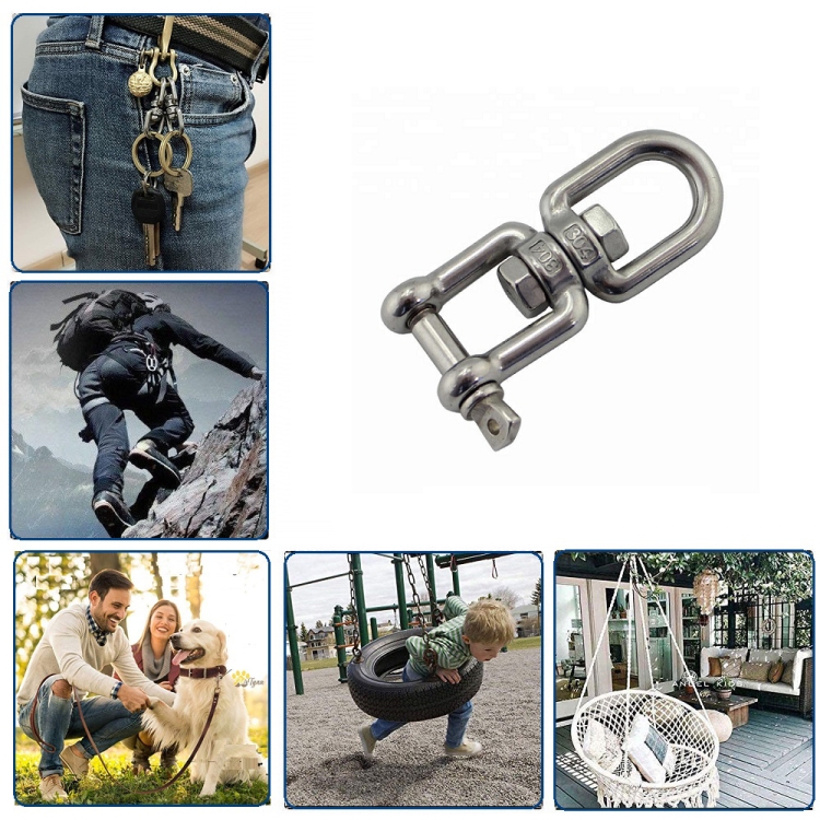 M12  OX Type 304 Stainless Steel 360 Degree Rotating 8-Shaped Chain Snap Ring Connecting Hook Swivel - B1
