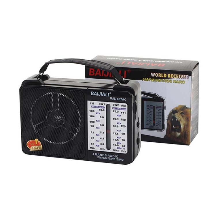 BAIJIALI KK-206 Mini radio portatile Puntatore retrò Radio FM / AM  multifunzionale (bianco)