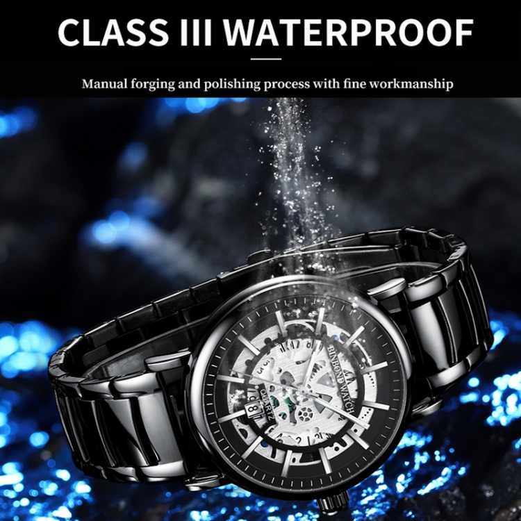 BINBOND B7872 Multifunctional Hollow Luminous Waterproof Quartz Watch Color Full gold Black Gold