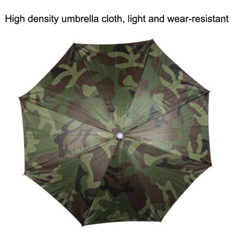 JJ11217 Headband Fishing Umbrella Headband 30CM Camouflage Silver Rubber  Hat Umbrella(Camouflage)