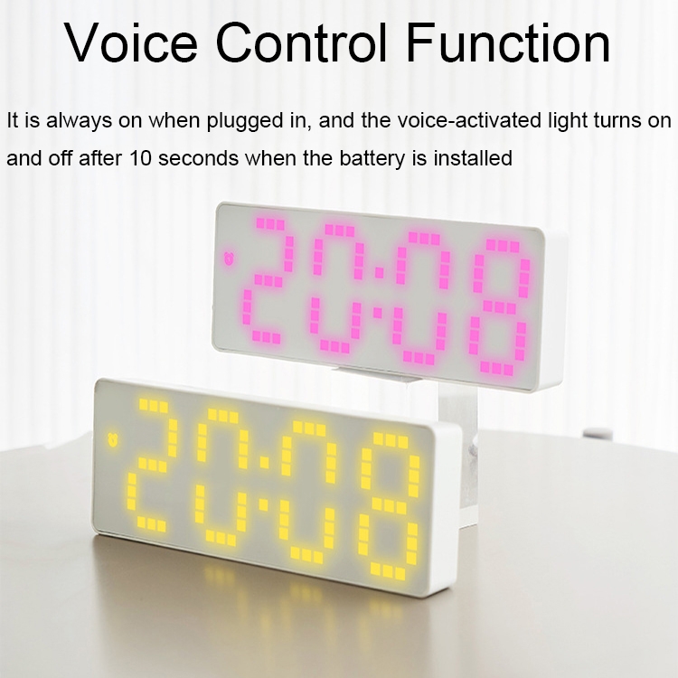6637 Pantalla digital LED Temperatura Reloj electrónico Espejo de  escritorio Despertador (Luz blanca blanca)