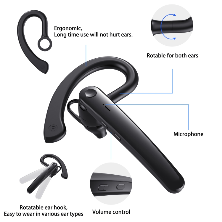 AIR5 Single-ear Business Stereo Rotatable Bluetooth Earphone(Black) AIR5 Single-ear Business Stereo Rotatable Bluetooth Earphone(Black)