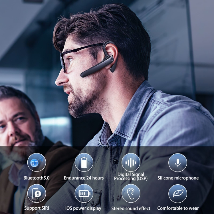 AIR5 Single-ear Business Stereo Rotatable Bluetooth Earphone(Black) AIR5 Single-ear Business Stereo Rotatable Bluetooth Earphone(Black)