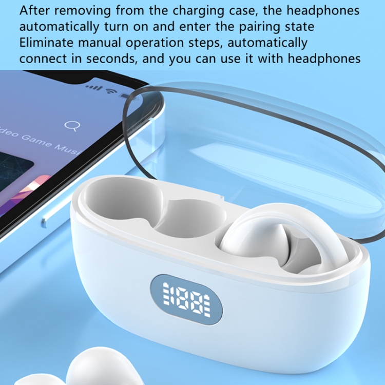 AIR8 Clip Ear With Digital Display Charging Bin Wireless Bluetooth Earphones(White) AIR8 Clip Ear With Digital Display Charging Bin Wireless Bluetooth Earphones(White)
