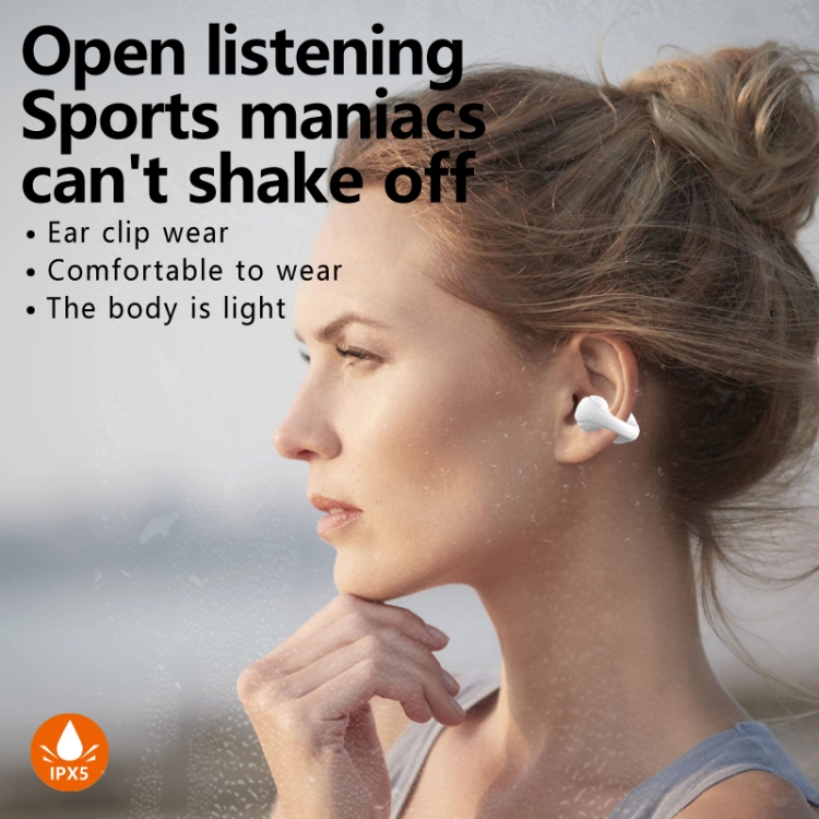AIR8 Clip Ear With Digital Display Charging Bin Wireless Bluetooth Earphones(White) AIR8 Clip Ear With Digital Display Charging Bin Wireless Bluetooth Earphones(White)