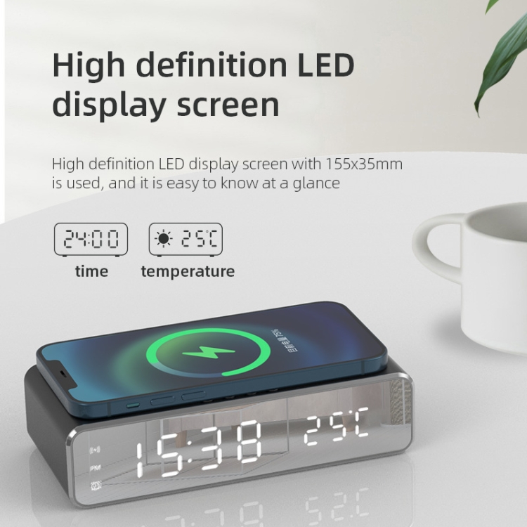 W258 With Clock / Temperature Display Desktop Phone / Earphone Wireless Charging(5W Silver) W258 With Clock / Temperature Display Desktop Phone / Earphone Wireless Charging(5W Silver)