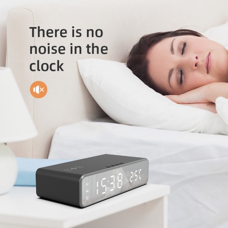 W258 With Clock / Temperature Display Desktop Phone / Earphone Wireless Charging(5W Silver) W258 With Clock / Temperature Display Desktop Phone / Earphone Wireless Charging(5W Silver)