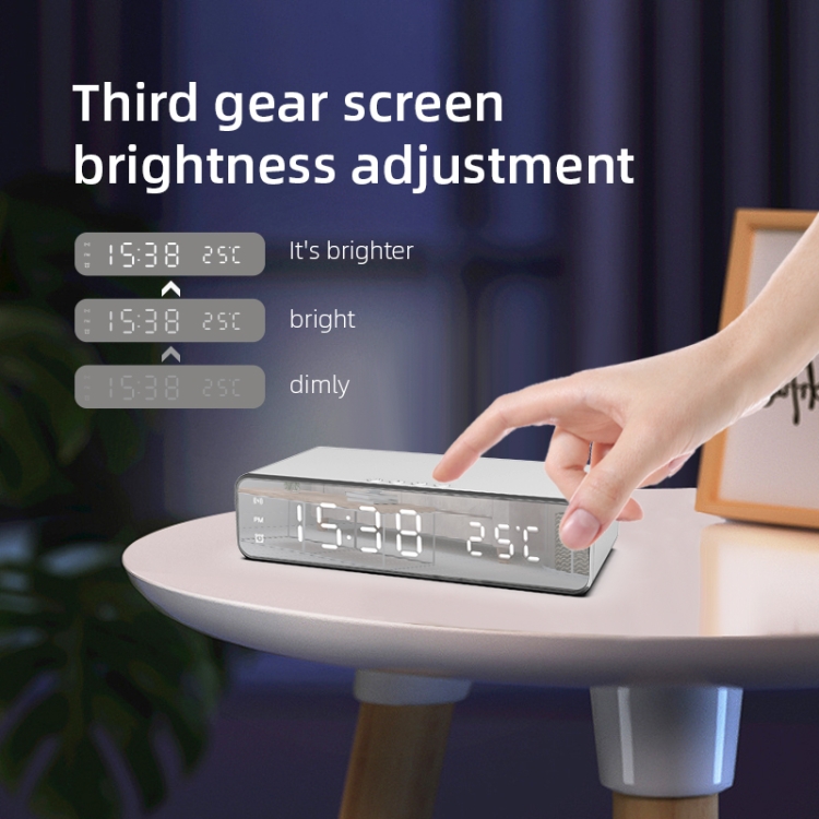 W258 With Clock / Temperature Display Desktop Phone / Earphone Wireless Charging(5W Silver) W258 With Clock / Temperature Display Desktop Phone / Earphone Wireless Charging(5W Silver)
