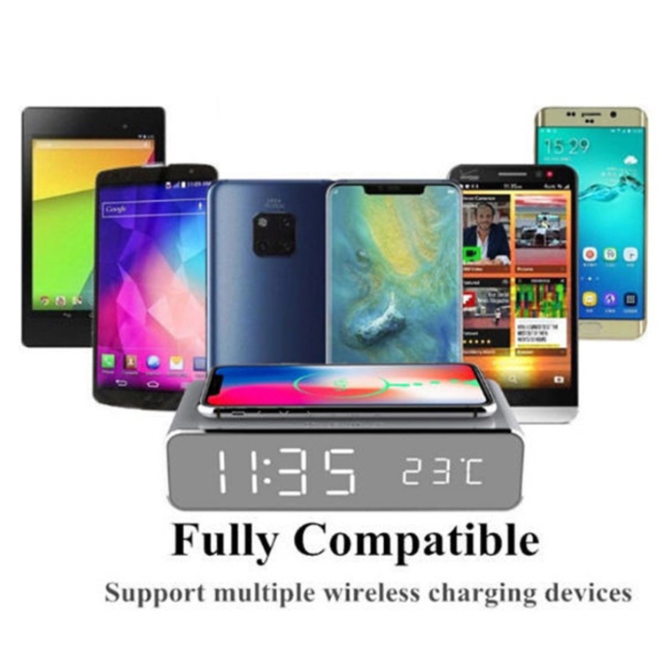 W258 With Clock / Temperature Display Desktop Phone / Earphone Wireless Charging(5W Silver) W258 With Clock / Temperature Display Desktop Phone / Earphone Wireless Charging(5W Silver)
