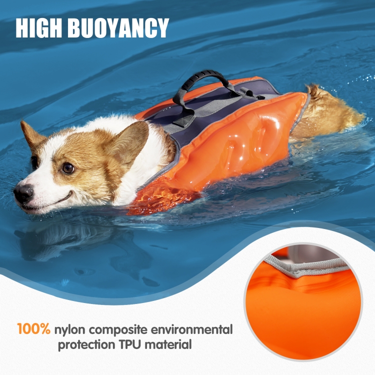 Maillot de bain de sécurité portatif extérieur pour chien pliant gonflable  pour animal de compagnie, taille: L