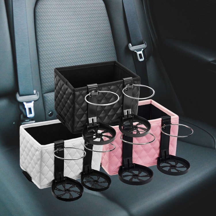 Auto Armlehnenbox Faltbare Aufbewahrungsbox Multifunktionaler  Wasserbecherhalter (Leder Schwarz)