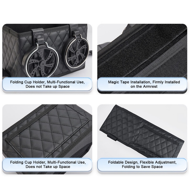 Auto Armlehne Aufbewahrungsbox Wasser Becherhalter, Multifunktionale  faltbare Autositz Tablett Organizer-schwarz