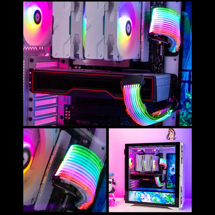 3x8pin Graphics Card Power Supply Wire Black 5V ARGB Neon Color Line