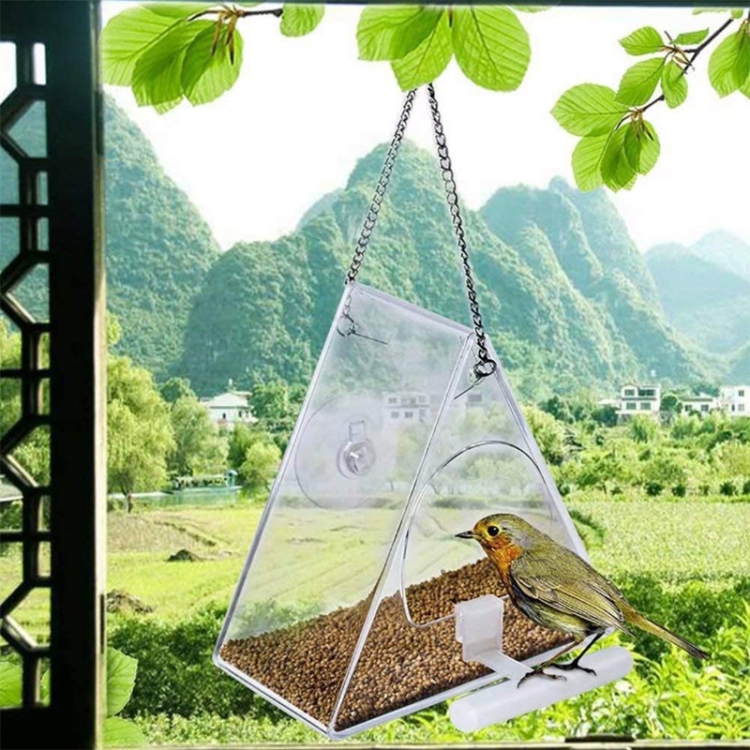 Cage à oiseaux en acrylique Transparent Pet Box Triangle Mangeoire