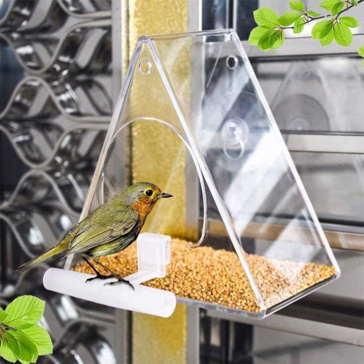Cage à oiseaux en acrylique Transparent Pet Box Triangle Mangeoire