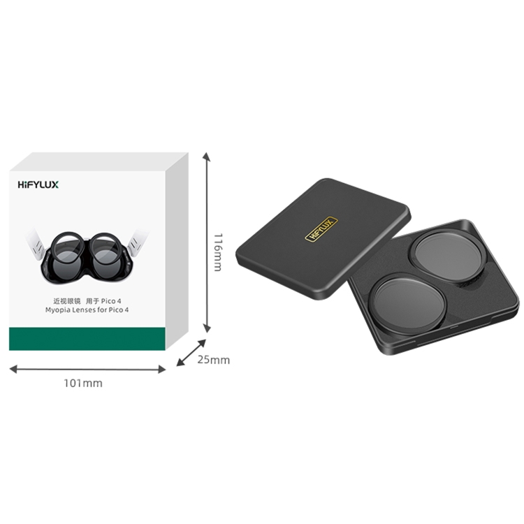 Para PICO 4 Hifylux PC-QF25, 1 par de gafas magnéticas para miopía, caja de resina no esférica, accesorios para gafas VR (150 grados) - B9