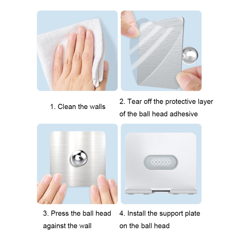 B87 Punch-free Tablet PC Aluminum Alloy Bracket Bathroom Kitchen Adhesive Wall Phone Holder(Silver Gray) B87 Punch-free Tablet PC Aluminum Alloy Bracket Bathroom Kitchen Adhesive Wall Phone Holder(Silver Gray)