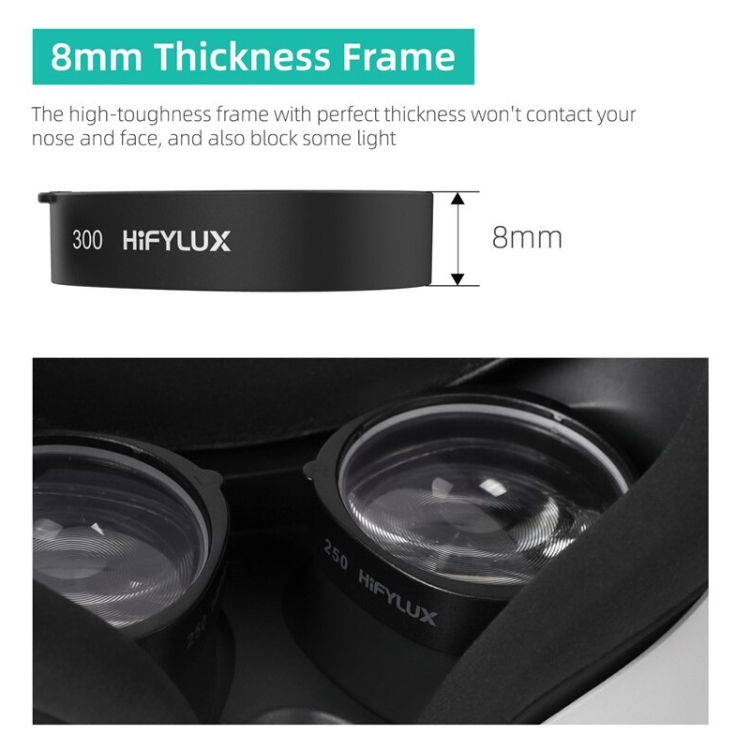 Para Oculus Quest 2 Hifylux Q2-QF11 1 par de marcos de lentes para miopía accesorios de gafas VR de resina asférica (500 grados) - B3